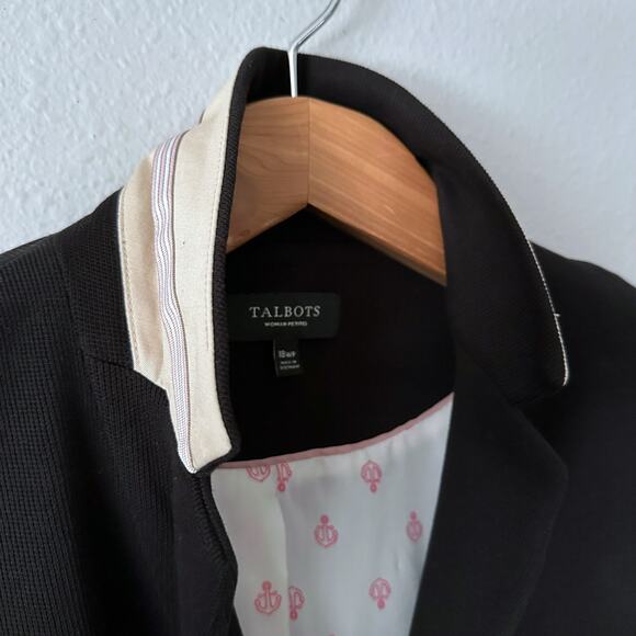 Talbots Cotton Pique Black Blazer Crest Button Blazer‎ Women's Size 18w Petite - Picture 5 of 15